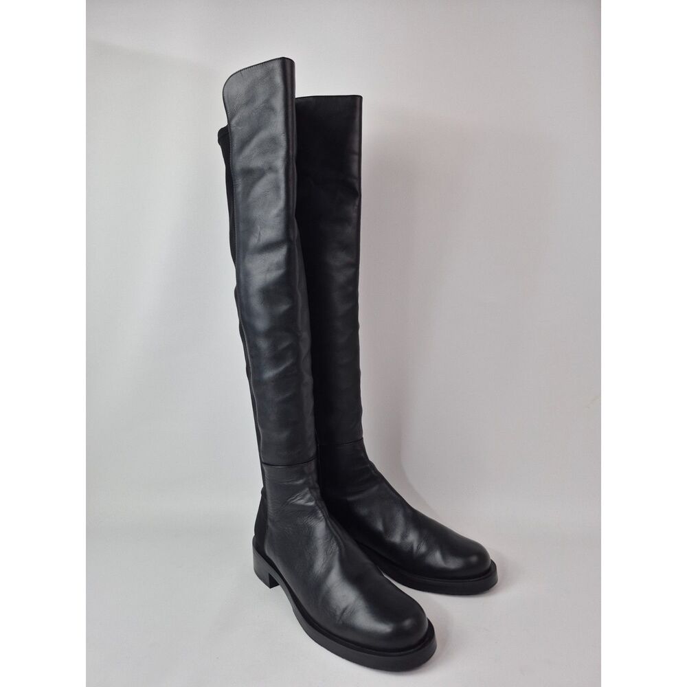 Stuart Weitzman Womens Black 50/50 5050 Bold Leather Over-the-Knee Boot Size 9.5